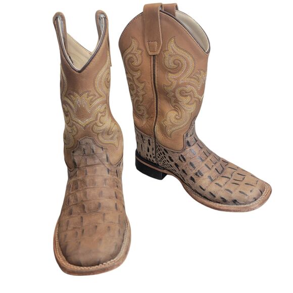 Kid's Alligator Print Square Toe Western Boots Size 1D‎ by Old West bsc1830 - Picture 1 of 12